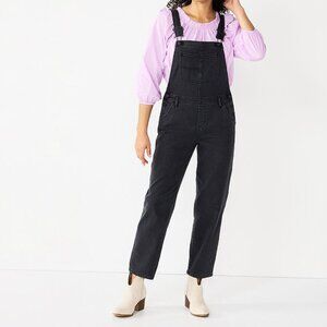 Women's Sonoma Goods for Life Cropped Jean Overalls, Size: XXL, Black